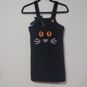 Bonnie Jean Black Cat Face Dress Overall.